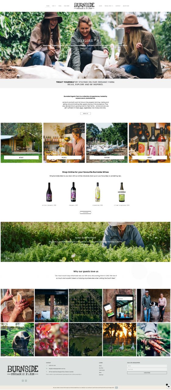 Wordpress website design margaret river winery acommodation